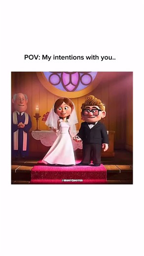 Hurt Quotes on Instagram: "My only intentions ❤️ #love #truelove #lovereels #marriage 🎬: Carl and Ellie’s love story in Up is one of the most iconic and emotional portrayals of a relationship in animated film history. Their nearly wordless “Married Life” montage tells the story of two childhood friends who grow up, fall in love, and build a life together filled with dreams, simple joys, and heartbreaking setbacks. Pixar intentionally kept the sequence silent, using only Michael Giacchino’s gent