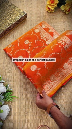 💖 New Launch Sunset Orange Banarasi Silk Saree ✨ ₹ 2999/- 🛍️ Book Fast ⏩ banarasi silk sarees #saree