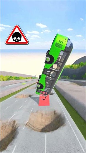 Bus vs Crazy Crash Jump 🔥 Best Car, Truck Game Simulator - Mobil Truk Crashing Gameplay Shorts Video