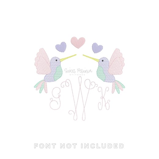 Hummingbird Spring Birds Love Frame Monogram Frame Pocket Design Mini Monogram Valentine Hummingbird Sketch Fill Machine Embroidery Design - Etsy