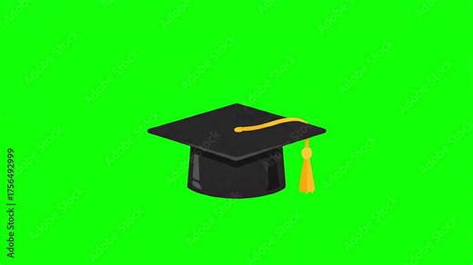 Graduation Cap Icon Celebration of Academic Achievement and Educational Success on Green Screen