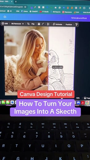 Canva Design Tutorial - How To Turn Your Images Into A Line Sketch Using Canva! #canvahacks #canvatutorial #canvatips #canvaforsmallbusinesses | Inuri Munasinghe