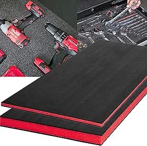 ONREVA Tool Box Foam 2Pack 1pc 48x24x2in & 1pc 48x24x1in, Foam Inserts for Cases, Polyethylene Storage Sheets for Toolbox Hard Case, Tool Shadow Insert, Kaizen Organizer