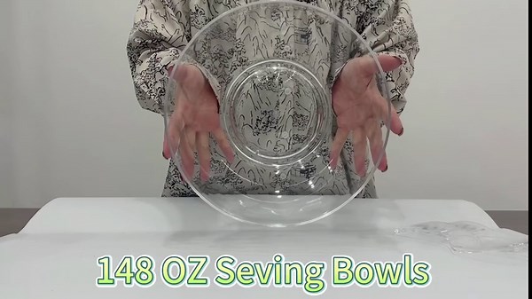 Clear Salad Bowls, 148 OZ Large Acrylic Serving Bowls, Ideal for Fruit & Salad & Chips & Popcorn & Party Snack, Break-Resistant and BPA Free, 2 Pack with 2 Salad Servers, Clear