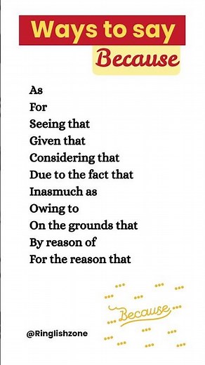 10 Better Ways to Say "Because" in English | How to say because in different ways #Shorts