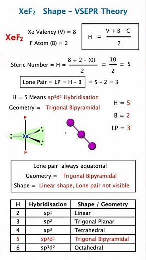 XeF2 Shape Geometry Explained 😍 | VSEPR Theory Made Super Easy for JEE & NEET chemistry lone pair