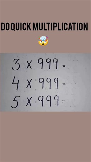 Calculation tricks in math ✨#multiplicationtrick #shorts #mathtricks #999