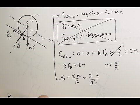 Acceleration of an object rolling down an incline.