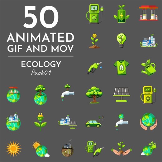 Pack d'icônes animé écologique | Images GIF et MOV en boucle (téléchargement numérique) - Etsy France