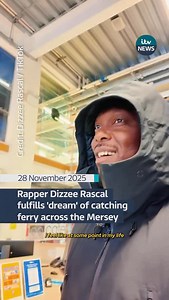 Rapper Dizzee Rascal has posted a video on social media documenting his ‘dream’ trip - taking a ferry across the Mersey ⛴️ #itvnews | Granada Reports
