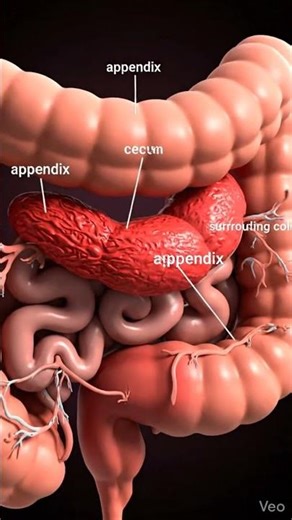 "Appendix Inflammation Explained in 3D 🩺" #anatomy #3danimation #fertilization #shortvideo