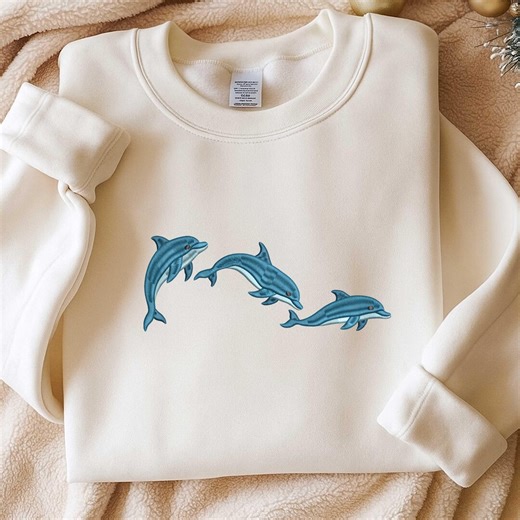Cute Dolphin Embroidery Design, Summer Vacation Embroidery Pattern, Trio Dolphin Embroidery File, Ocean Animals Embroidery, 6 Sizes - Etsy