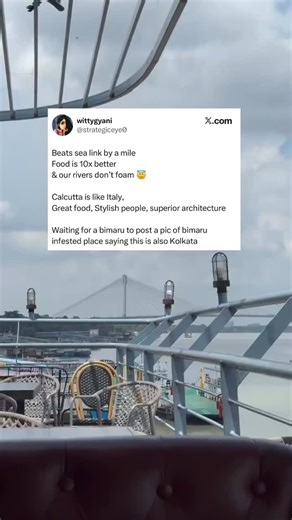 Calcutta isn’t loud about its beauty. That’s why some people miss it. Source: (X) [Calcutta vibes, Kolkata aesthetic, Italian vibes, India, timeless architecture, great food, street food, stylish people, old world charm, cultural capital, city with soul, effortless elegance, heritage streets, real city vibes, unfiltered Kolkata, classic over flashy, authentic India, urban poetry, city pride, no filter, Fyp, relatable, opinion] #kolkata #x #opinion #thoughts #relatable #vibes #aesthetics #archite