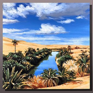 Desert Oasis Landscape Acrylic Painting #art #artist #artwork #acrylic #painting #eldrawingarts #acrylicpainting #landscapepainting | El Drawing Arts