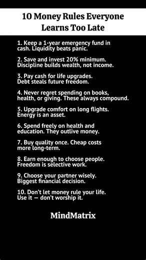 10 Money Rules Everyone Learns Too Late
