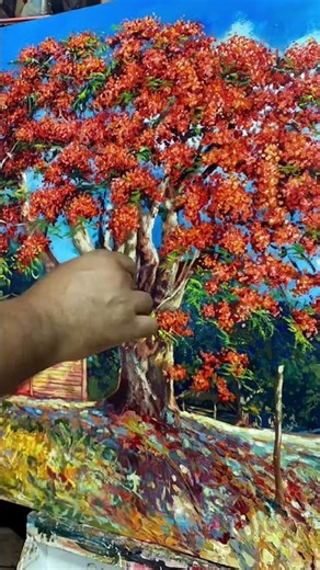 Watch this tropical landscape come to life #artprocess #oilpainting #artist