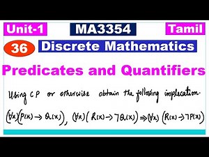Discrete Mathematics | MA3354 | Unit 1|Logic & Proofs | Predicates and Quantifiers Problem in Tamil