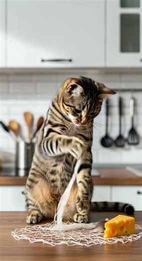 Uhh… 😺Which string am I supposed to pull!? えー Cat dilemma time #catsoftiktok #petfunny #catlover