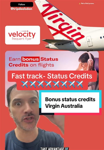 ✈️ STATUS RUN SEASON IS HERE 👀🔥 Earn BONUS Status Credits when you fly with Virgin Australia 💜 Fly 2 eligible one-way flights = 45 bonus SC Fly 4 = 85 bonus SC Fly 6 = 125 bonus SC 📅 Fly between now and 31 March 2026 ⚡ Activate before you book 💼 Boardrooms to beaches — it all counts If you’re chasing Gold or Platinum… this is your sign 👀 T&Cs apply. Limited availability. My Exclusive Promo Codes: T&Cs Apply. 🎡 Klook Travel - Save up to 10% off! 👉 Use: TRIPDEALSDANKLOOK - T&Cs Apply. AIRA