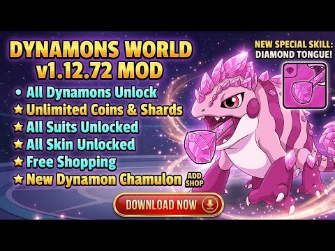 Dynamons World Mega MOD APK v1.12.72 | Unlimited Money, Shards & All Suits Unlocked 🎮