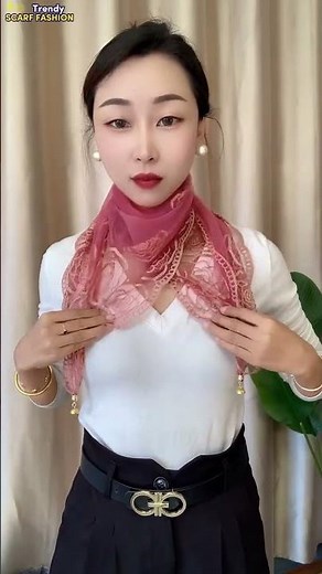 How to Tie a silk Neck scarf? | Gilr's Classy Look of scarf🎀 #scarftie #hijab #scarfstyle