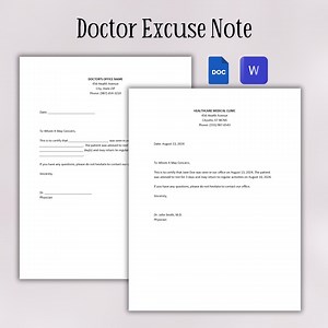 Editable Doctor Excuse Note Template | Printable Doctor's Note | Doctor Excuse Letter | School Excuse Note | Google Docs | MS Word - Etsy