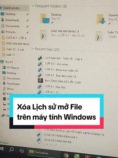 Xóa Lịch sử mở File trên máy tính Windows #vitinhminhkhang #viral #viraltiktok