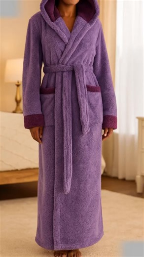 Msrlassn Cozy Soft Flannel Bathrobe Lined Color Block Hooded Robe for Women 🌸🌸#robe #spotlightfinds #tiktokshopblackfriday #TikTokShopRestock #tiktokshopholidayhaul