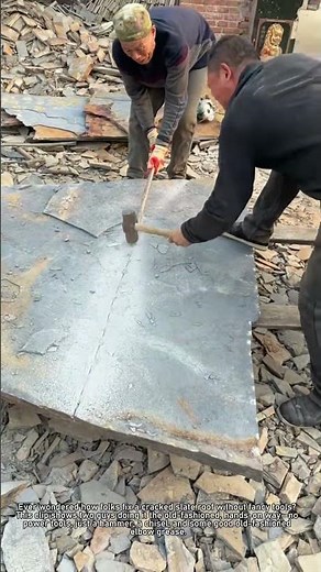 Two Guys Fixing a Broken Slate Roof the Old-School Way