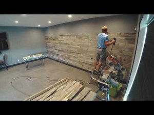 Barnwood Feature Wall Install in a boardroom