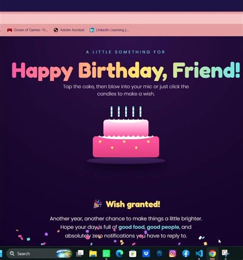 🎂 Built an Interactive Birthday Wishes Website using HTML, CSS & JavaScript! 💻 #ai #birthday #coding
