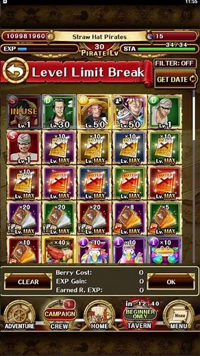 How To Rise the Level Limit Break! OPTC One Piece Treasure Cruise