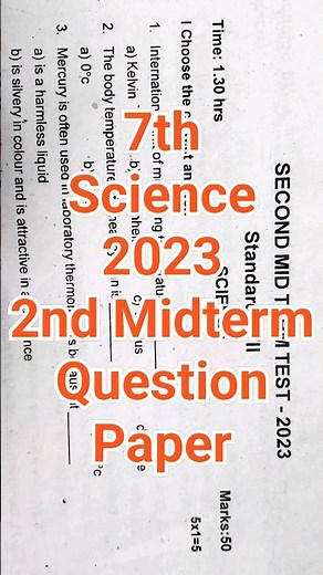 7th Std Science 2nd Mid Term Test 2023 Question Paper | Dist. Kanchipuram, Thiruvallur | Class 7