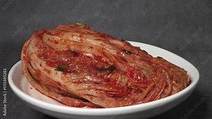 Kimchi is a fermented food made by salted cabbage and seasoned with various spices. Korean traditional fermented food Baechu-kimchi.