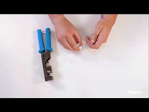 How to install a female RJ45 data connector using a professional tool
