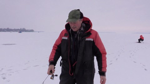 Ice fishing for perch on Cook's Bay, Lake Simcoe
