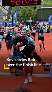 5.3M views · 205K reactions | What a moment at the Rob Burrow Leeds Marathon ❤️ Kevin Sinfield pushed his best mate Rob Burrow all 26.2 miles - starting and finishing at their home ground, Headingley Stadium. When they got to the end - Kev lifted Rob up and carried him over the finish line. Well over £3m was raised for Motor Neurone Disease research and other causes - after the first marathon in Leeds in 20 years!  Congrats to everyone involved  | Leeds+ | Facebook