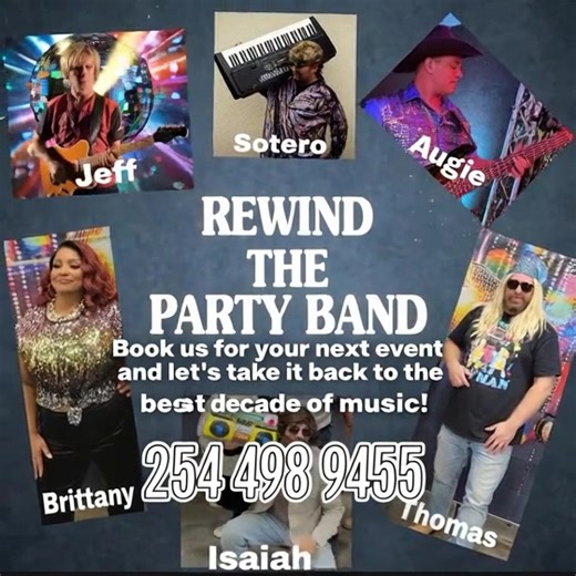🎶 Rewind 80s Party Band 🎶 Book us for your next event and let’s take it back to the best decade of music! 254 498 9455 | Rewind Party Band