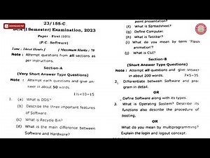 BCA 1ST SEM PC SOFTWARE C 2023 | VBSPU