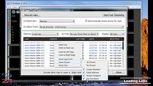 6 comments | The Z1 Analyzer allows you to load your own laps, and laps of other drivers from our servers. This lets you compare yourself with other drivers to see where you can improve. This video shows how you can load laps from your computer and from our servers using the Z1 Analyzer. | Z1 RaceTech | Facebook