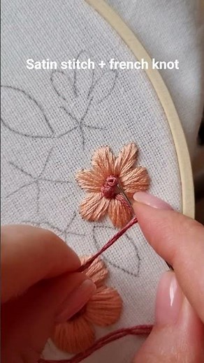 Simple flower 🌸🧵Satin stitch + french knot ❤️ #embroidery #tutorial #diy #handmade #craft #stitch