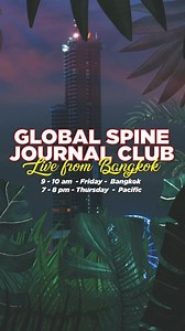Join us this Thursday/Friday as we hold our first Global Spine Journal Club as part of the Global Spine Congress in Bangkok, Thailand. In this session, Editors-in-Chief Jeffrey Wang, Jens Chapman and Karsten Wiechert will moderate and discuss various GSJ articles. Their fellows Neel Patel, Cliff Pierre, Joshua Piche, Michael Eng and Gerrit Lewik will present the articles and a discussion will follow. Live in Bangkok Friday 9 - 10am or Seattle - 7 - 8pm Thursday. @jensrchapmanmd #globalspinejourn