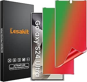 2 Pack Gradient Color Privacy Screen Protector for Samsung Galaxy S24 Ultra 6.8 inch, Anti-spy Flexible Screen Protector, [Support Fingerprint ID] High Sensitivity, Case Friendly
