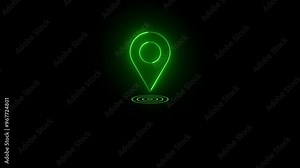 Location map pin pointer on GPS Map tracker animation. Appearing pointer for a map. Point of interest. Sign and pin to indicate the route and location on the video maps Animation