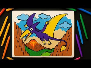 How to Draw and Color a Pteranodon Dinosaur | Easy Drawing for Kids
