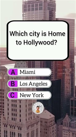 Home of Hollywood—can you guess? 🎥 #quiz #braintest #trivia #shorts #triviatime #brainteaser