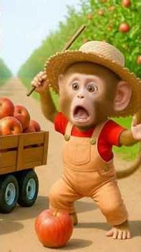 Monkey Kiki’s Tractor Adventure: Harvesting Apples & Catching a Sneaky Thief!🐒 🚜💨