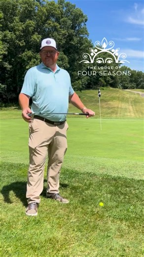 ⛳ Happy Golf-tip Tuesday, featuring Matt Dillman, head golf professional at Lodge Four Seasons, here to talk about a chip shot. With your sand wedge, put this more in the front of your stance like where you put a driver. Grip down on it a little bit and then just rock your shoulders back and forth. Let the loft of the club do the work. Have a wonderful day! 4seasonsresort.com | The Lodge of Four Seasons