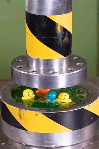 Hydraulic Press Crushing Toys in Green Slime