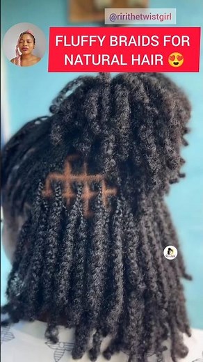 Fluffy Braids Hack for Natural Hair - Braid extension hack for short hair